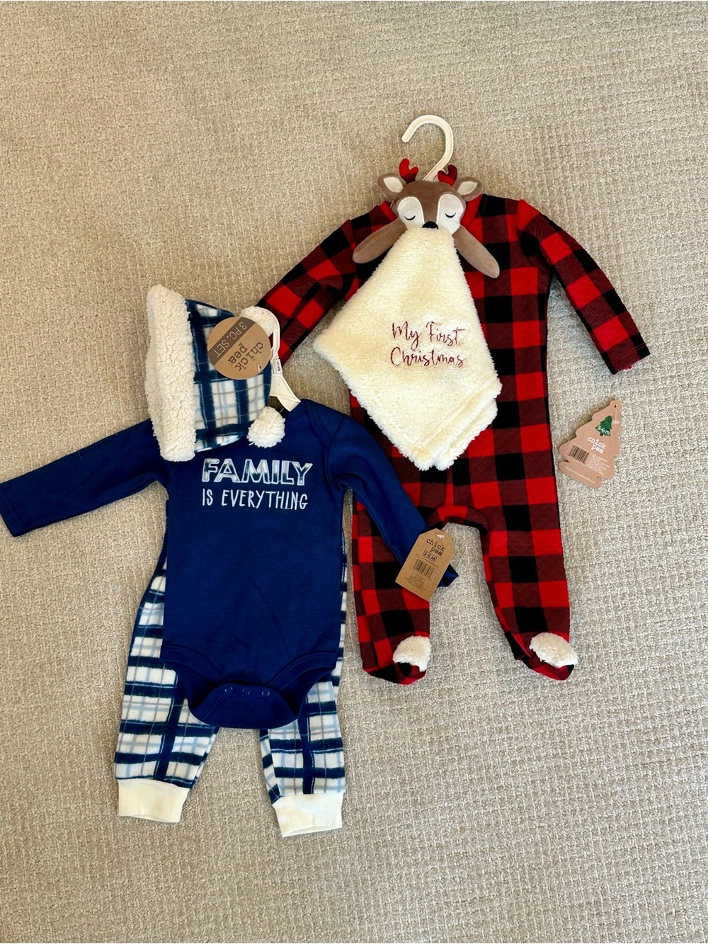 2 infant (3-6mo) holiday outfits, new with tags